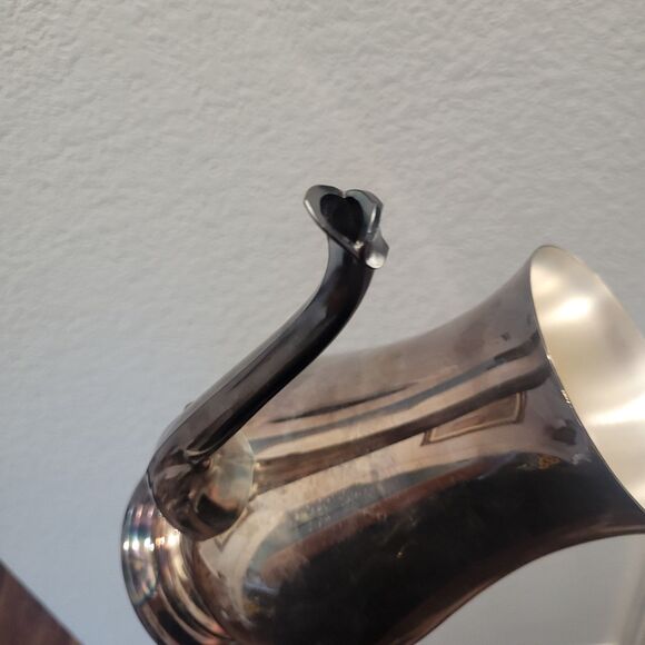 Vtg Oneida Silver Plate Coffee Tea Pot 10.75" Hinged Teapot round base US made - Picture 11 of 12